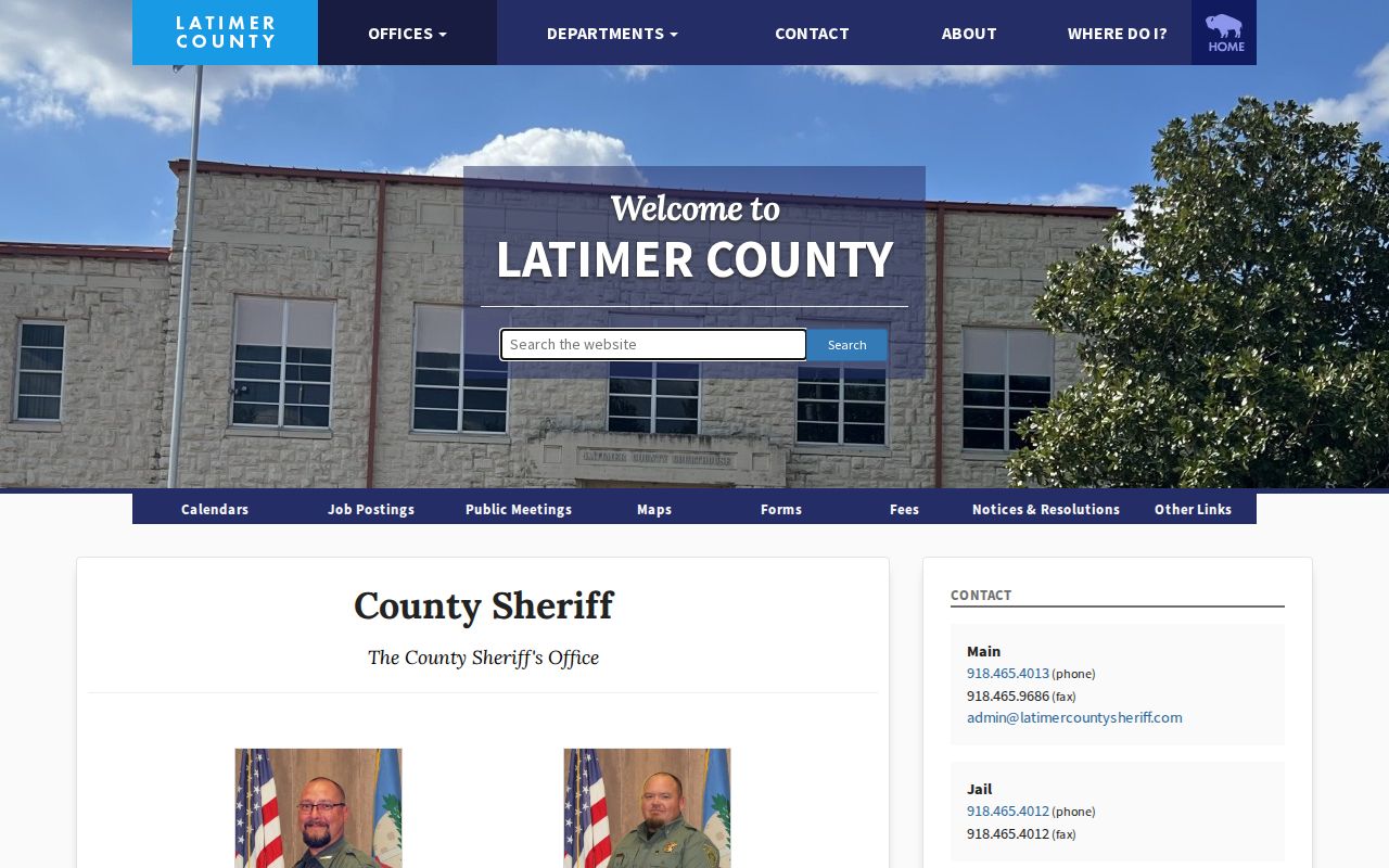 Latimer County directory duty listing for municipal warrant records