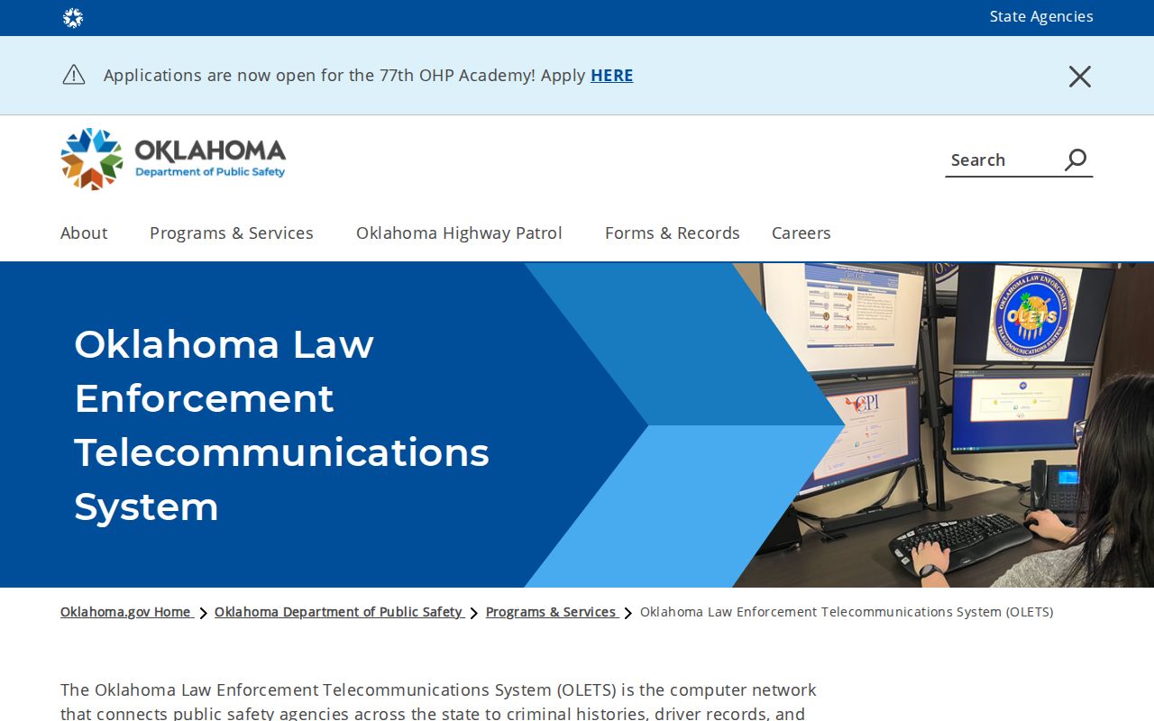 Oklahoma statewide law enforcement network information for traffic warrant records