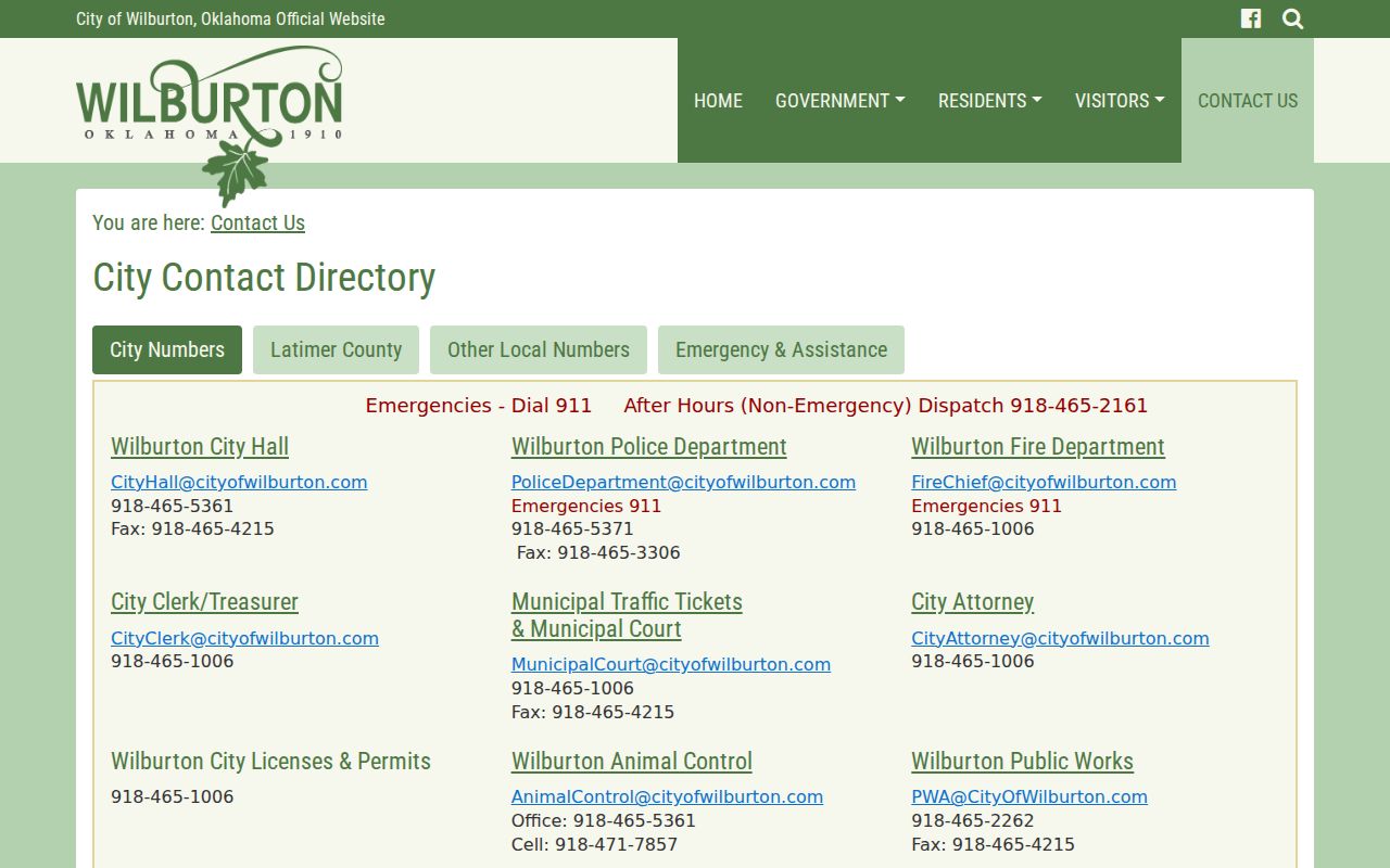 Wilburton police and municipal court contact for warrant records